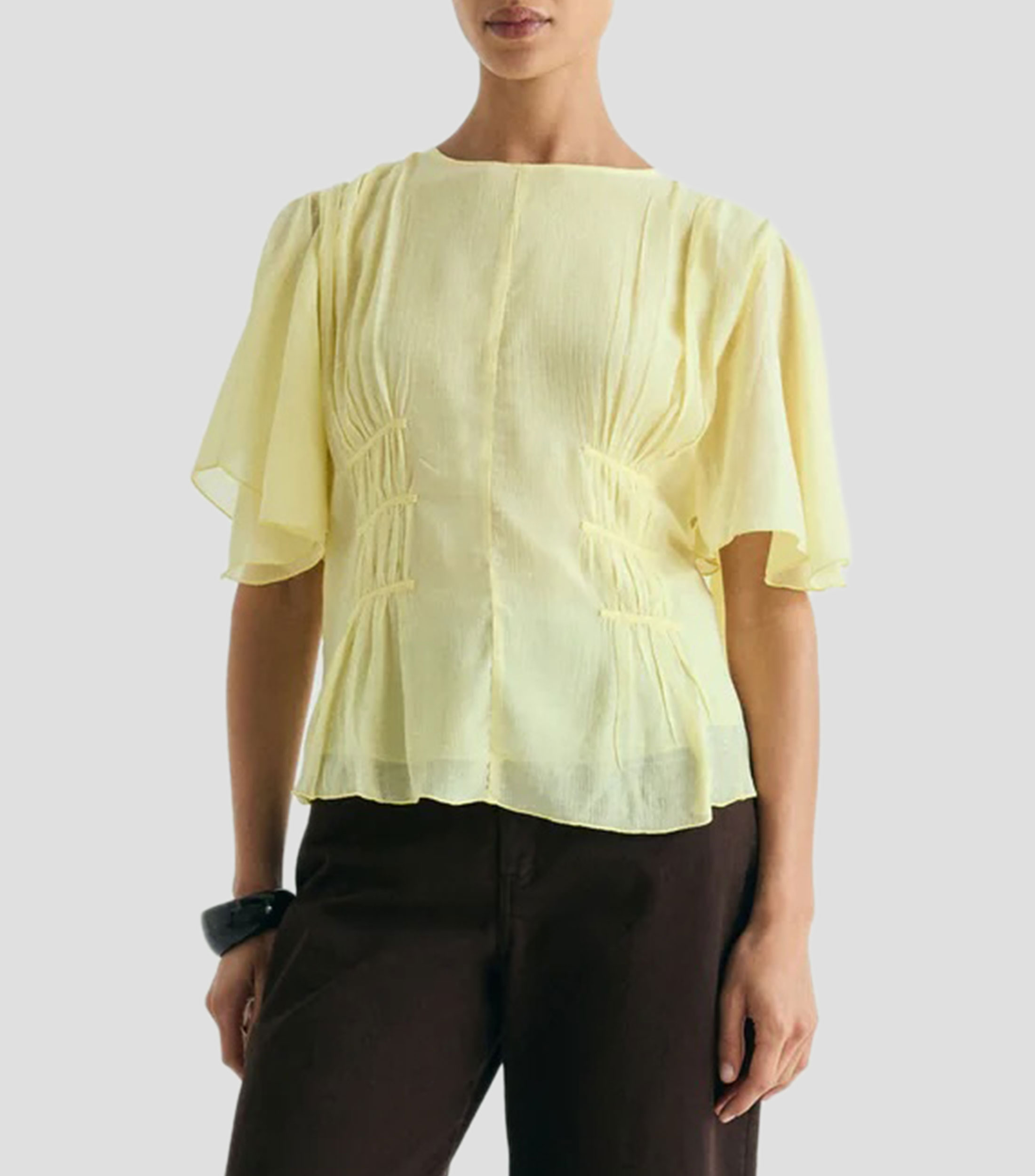Blusa lisa manga corta Mujer